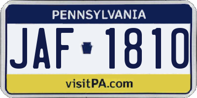 PA license plate JAF1810