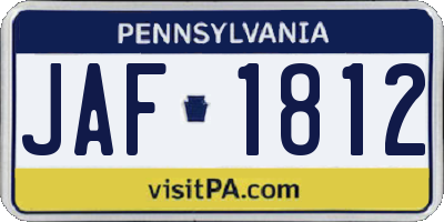 PA license plate JAF1812