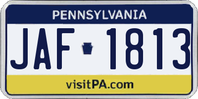 PA license plate JAF1813