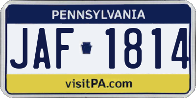 PA license plate JAF1814