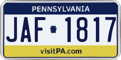 PA license plate JAF1817