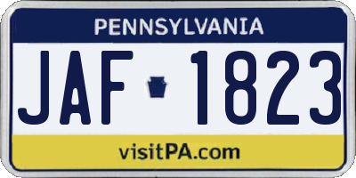 PA license plate JAF1823