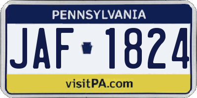 PA license plate JAF1824