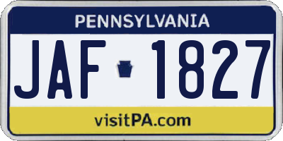 PA license plate JAF1827