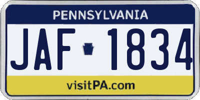 PA license plate JAF1834