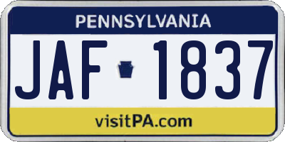 PA license plate JAF1837