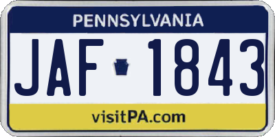 PA license plate JAF1843