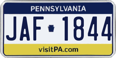 PA license plate JAF1844