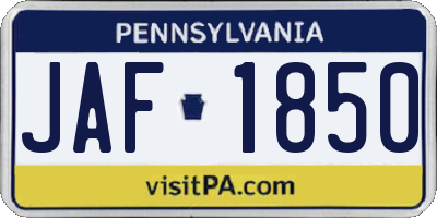 PA license plate JAF1850