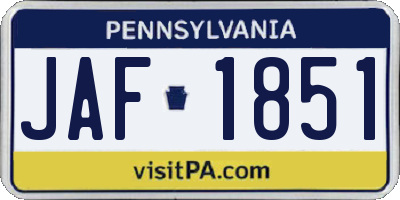 PA license plate JAF1851