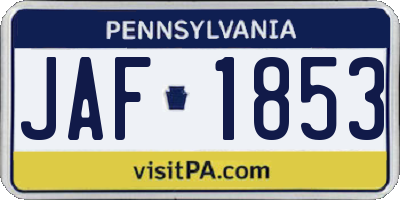 PA license plate JAF1853