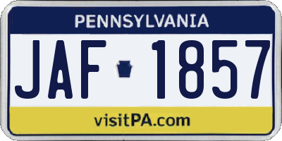 PA license plate JAF1857