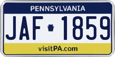 PA license plate JAF1859