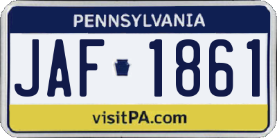 PA license plate JAF1861