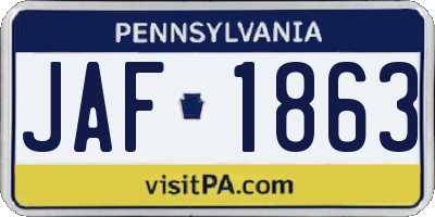 PA license plate JAF1863