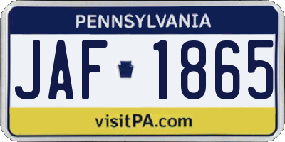 PA license plate JAF1865