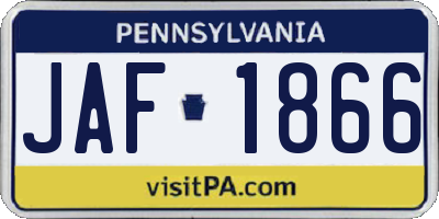 PA license plate JAF1866