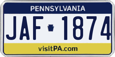 PA license plate JAF1874