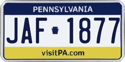 PA license plate JAF1877