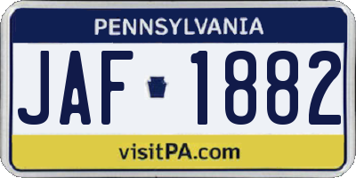 PA license plate JAF1882