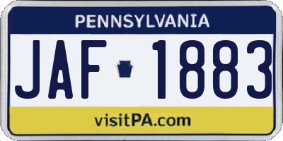 PA license plate JAF1883