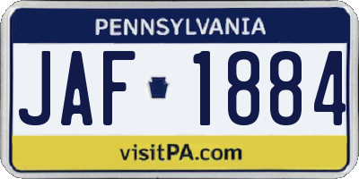 PA license plate JAF1884