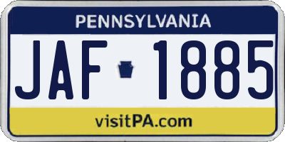 PA license plate JAF1885