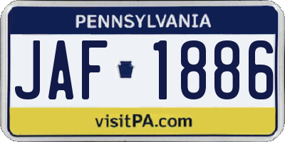 PA license plate JAF1886