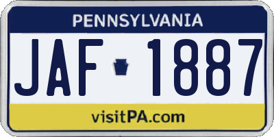 PA license plate JAF1887