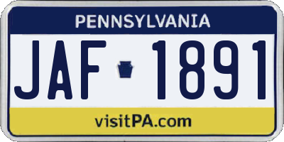 PA license plate JAF1891