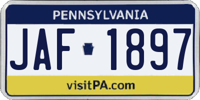 PA license plate JAF1897