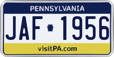 PA license plate JAF1956