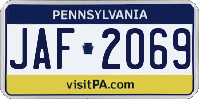 PA license plate JAF2069