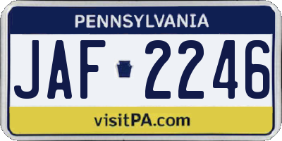 PA license plate JAF2246