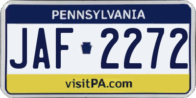PA license plate JAF2272