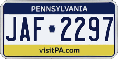 PA license plate JAF2297
