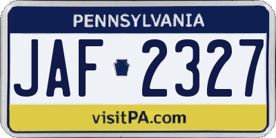 PA license plate JAF2327