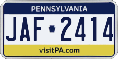 PA license plate JAF2414
