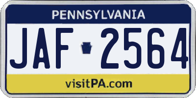 PA license plate JAF2564