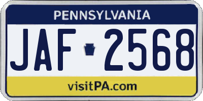 PA license plate JAF2568