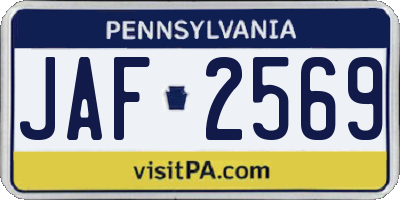 PA license plate JAF2569