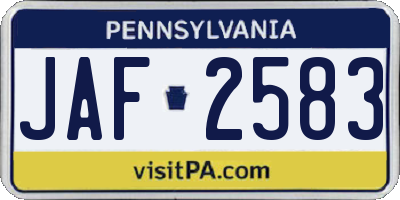 PA license plate JAF2583