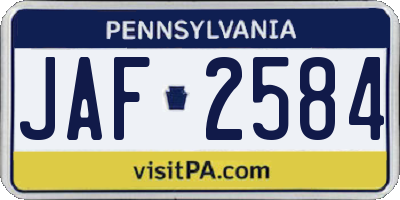 PA license plate JAF2584