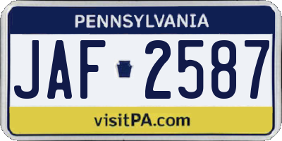PA license plate JAF2587