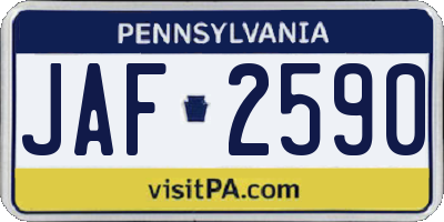 PA license plate JAF2590