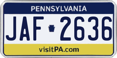 PA license plate JAF2636