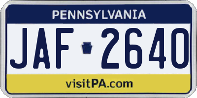 PA license plate JAF2640
