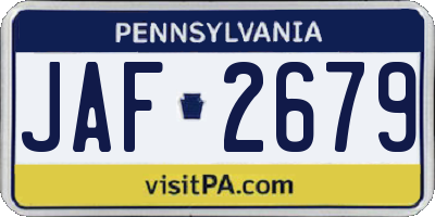 PA license plate JAF2679