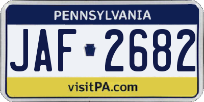 PA license plate JAF2682