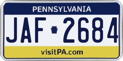 PA license plate JAF2684